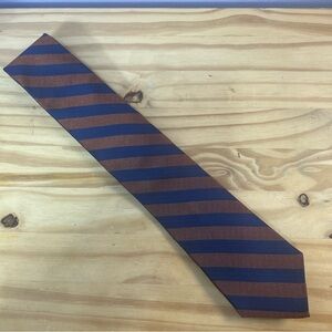 *2/$20* Tallia Blue and Cognac Diagonal Striped Silk Tie NWOT